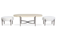 Jennings - Oval Cocktail Table With Two Ottomans - Edgecomb Grey And Weathered Antique Nickel