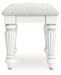 Kozlani - Vanity Upholstered Stool - White