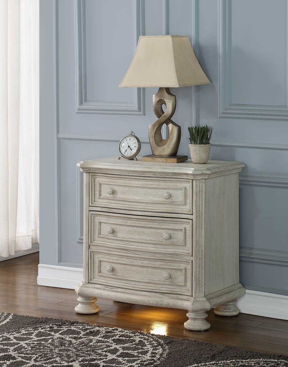 B01511 - Wood Nightstand - White