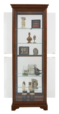 PFC Curios - Mirrored 5 Shelf Gallery Curio Cabinet - Oak Brown