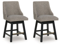 Neymorton - Dark Grayish Brown - Upholstered Swivel Barstool (Set of 2)