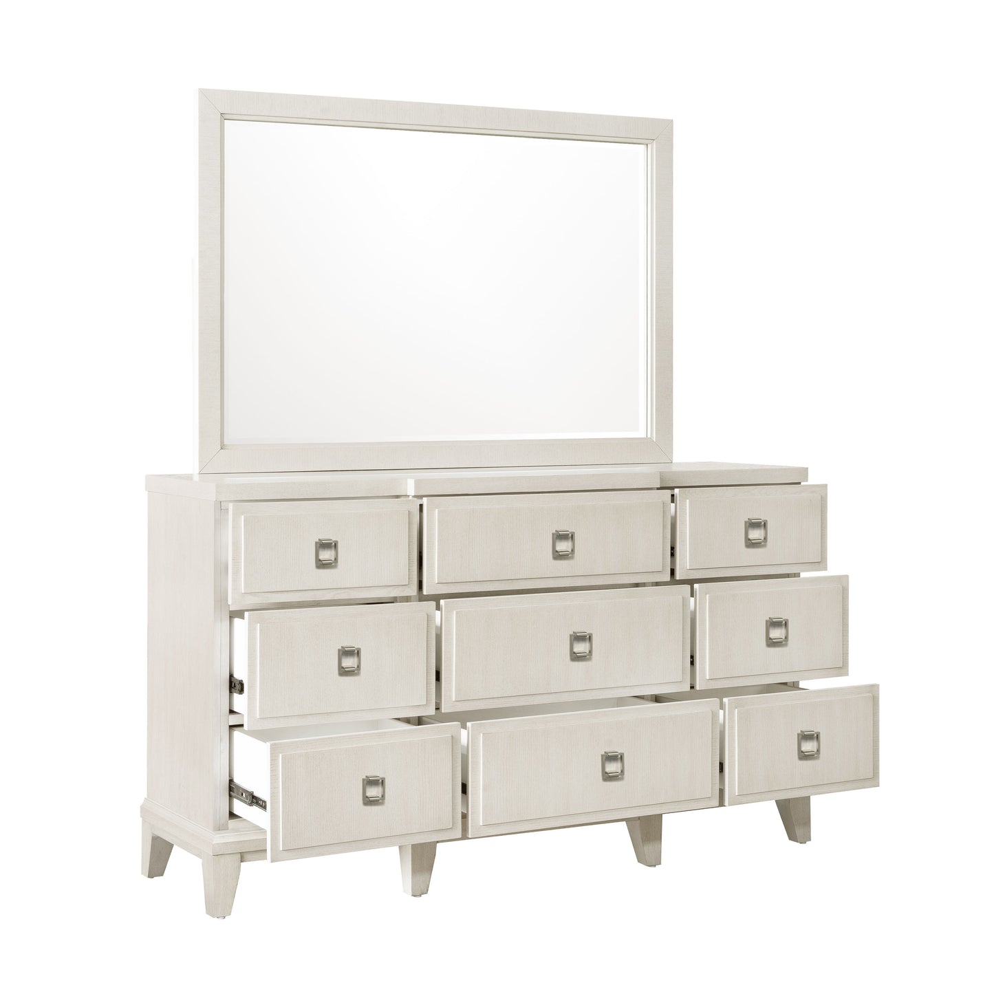 Madison - 9-Drawer Dresser in a Grey-White Wash Finish - Natural