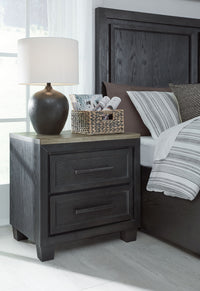 Foyland - Black / Brown - Two Drawer Night Stand