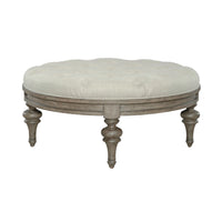 Americana Farmhouse - Round Cocktail Ottoman - Light Brown