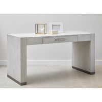 Stone Textured Writing Desk With Keyboard Tray - White