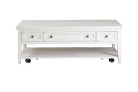 Heron Cove - Rectangular Cocktail Table With Casters - Chalk White