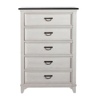 Allyson Park - 5 Drawer Chest - Wirebrushed White / Charcoal
