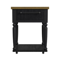 Heritage - Chopping Block Island With Casters - Oak Brown And Black