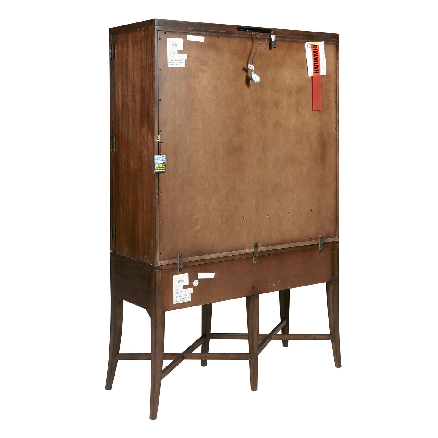 Modern Wood Bar Cabinet With Glass Doors And Storage Drawers - Dark Brown