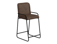 Seating - 30" Upholstered Barstool, Wooden Frame & Metal Base - Chocolate Brown