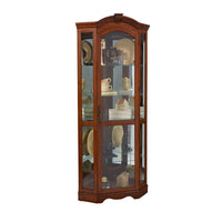 PFC Curios - Mirrored Corner Curio Cabinet - Warm Cherry Brown