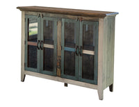 Antique - Console With 4 Glass Doors - Multicolor