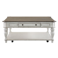 Magnolia Manor - Oversized Square Cocktail Table - Antique White