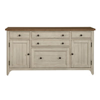Farmhouse Reimagined - Door Credenza - Antique White / Chestnut Tops