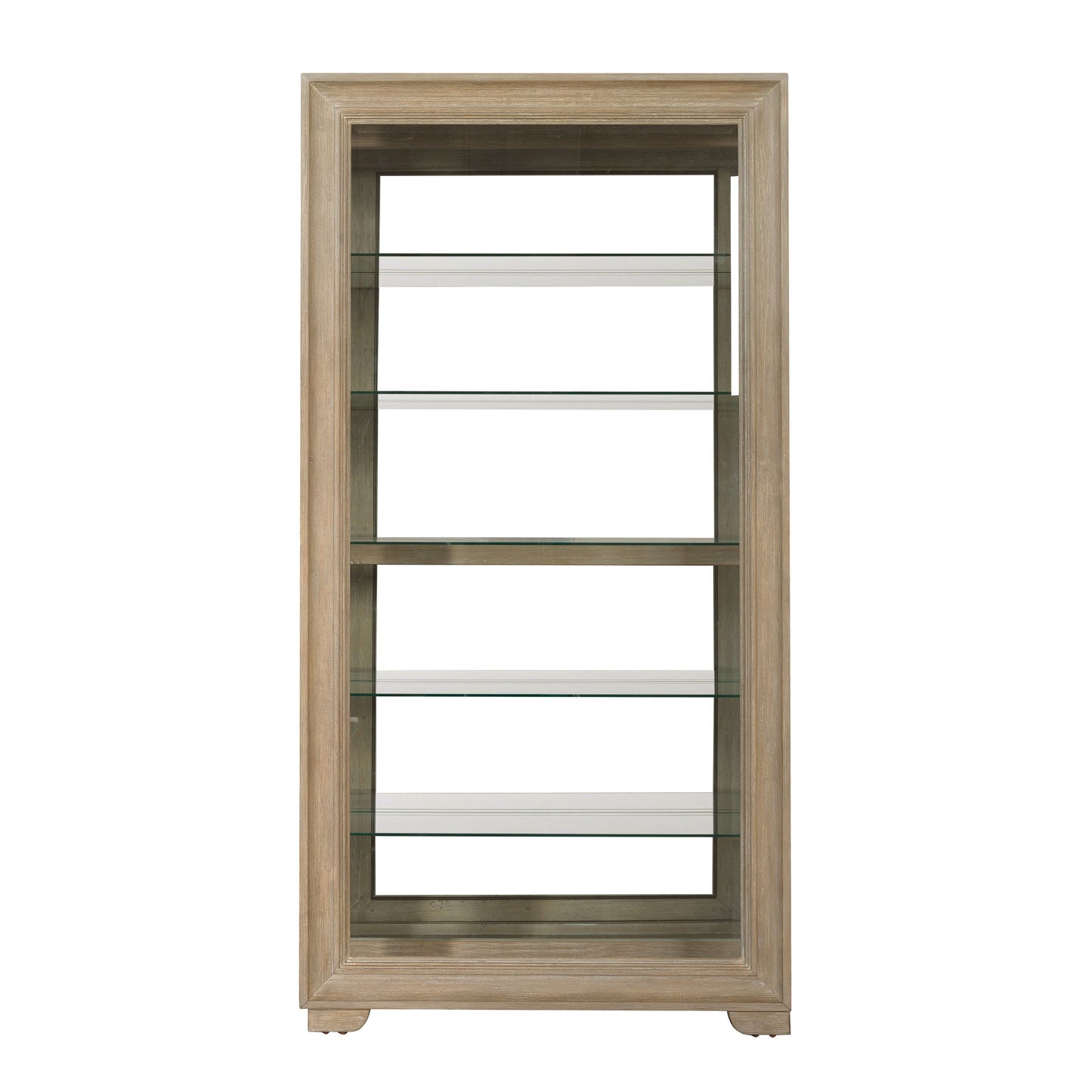 Light Wood Modern 5-Shelf Sliding Door Curio With LED Light - Light Brown