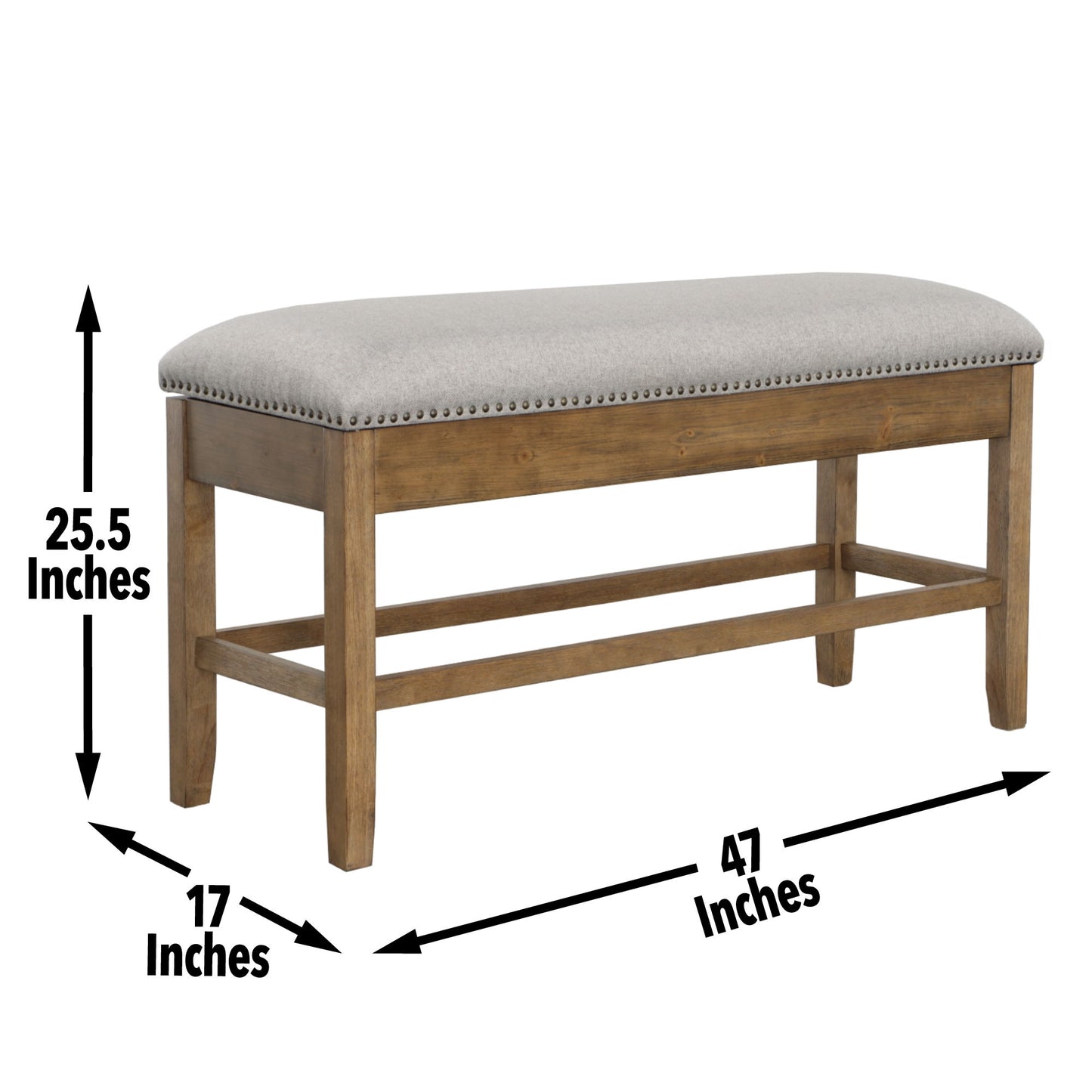 Grayson - Counter Storage Bench With Nailhead - Dark Brown