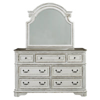 Magnolia Manor - Dresser & Arched Mirror - White