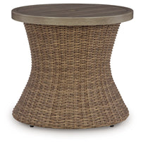 Laguna Heights - Round End Table With Umbrella Option - Beige