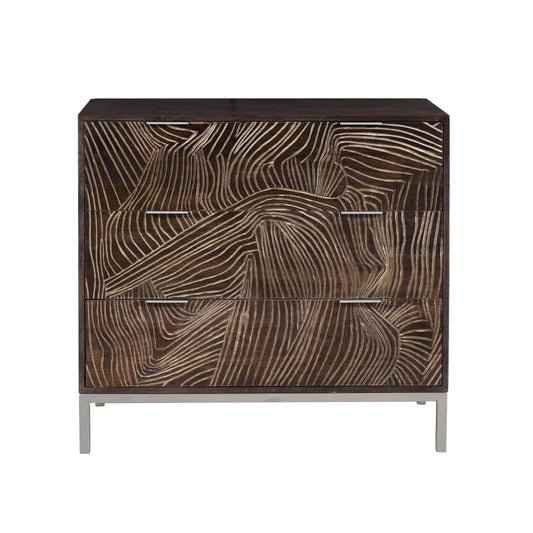 Rustic 3-Drawer Accent Chest - Dark Brown