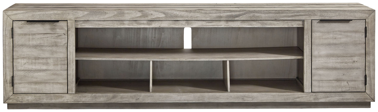 Naydell - Gray - XL TV Stand w/Fireplace Option