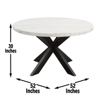 Xena - White Marble Top Round Table - Black