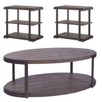 Modern View - 3 Piece Table Set (1 Oval Cocktail Table 2 End Tables) - Gauntlet Gray
