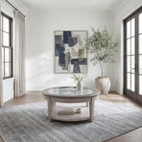 Heartland - Round Ceiling Tile Cocktail Table - Antique White / Tobacco Tops