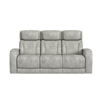 Prime Time - P3 Sofa With Ddt, 3.0 Table, 7 Colors (Led And Cup Holders), Reading Light, Vibration, Speaker, And Heat Massage - Leather Gel Light Gray