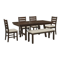 Jax - 6 Piece Dining Set (72" Table, Four Chairs And Bench) - Cherry
