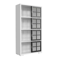 Pulaski Accents - 4-Shelf Sliding Door Bookcase - White / Black