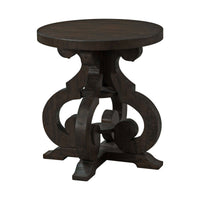 Stone - End Table With PU Base - Dark Walnut