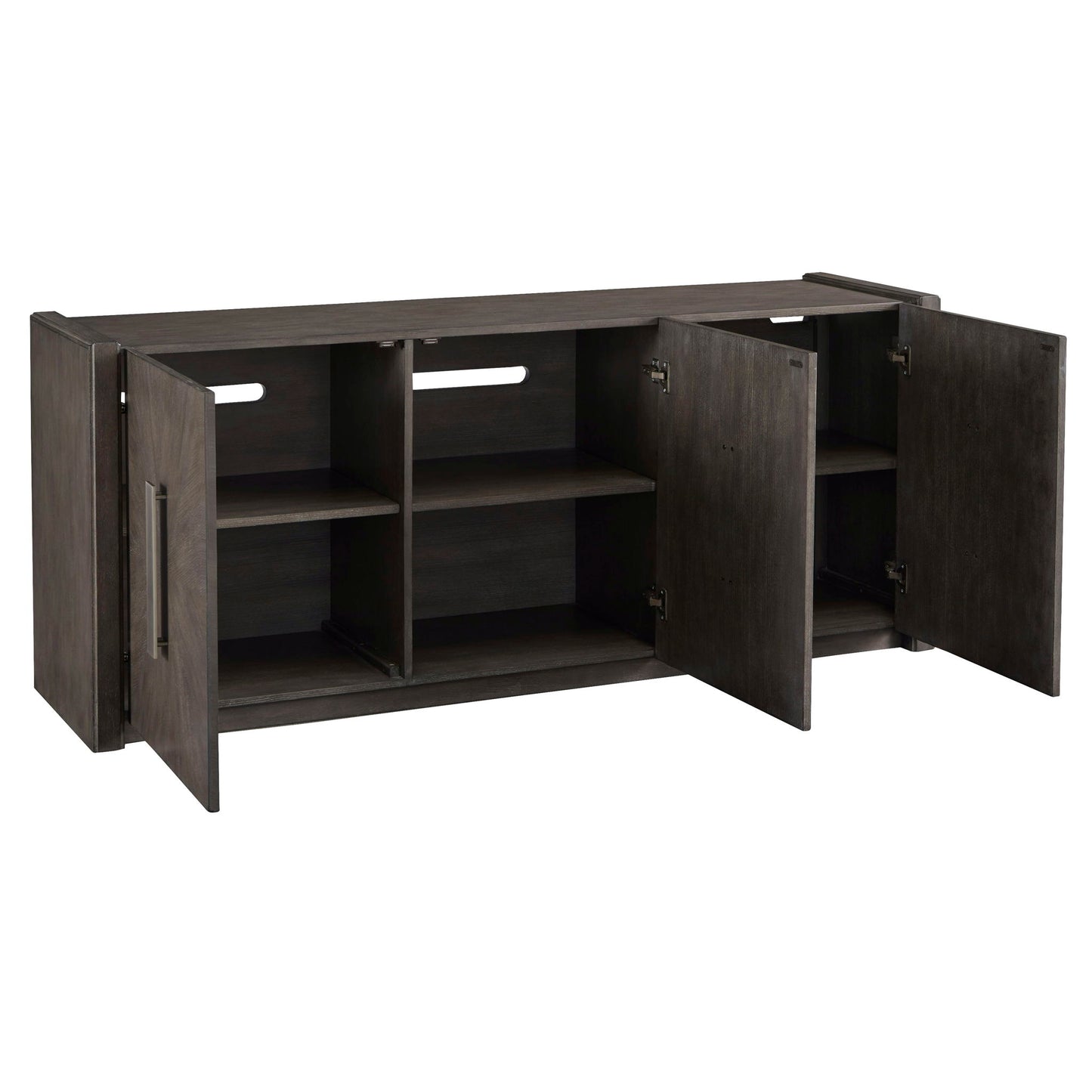 3-Door Credenza With Shelves - Gray