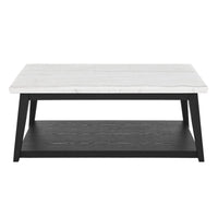 Vida - Marble Cocktail Table With Casters - Black / White