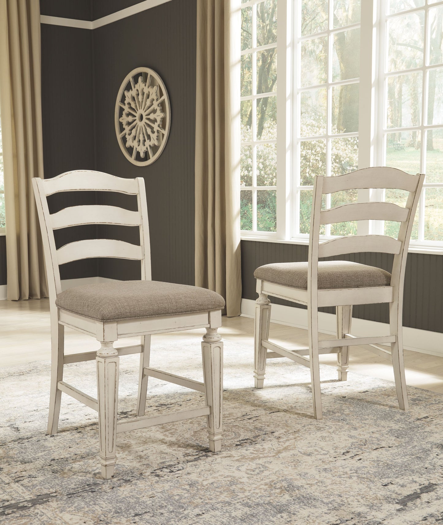 Realyn - Chipped White - Upholstered Barstool (Set of 2)