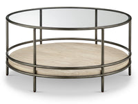 Cena - Round Cocktail Table - Natural And Vintage Nickel
