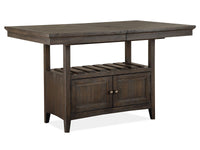 Westley Falls - Extendable Counter Height Dining Table With 4 Counter Chairs - Graphite / Beige