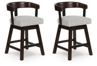 Haddigan - Dark Brown - Upholstered Swivel Barstool (Set of 2)