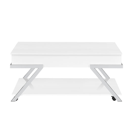 Zena - Lift-Top Cocktail Table With Casters - White