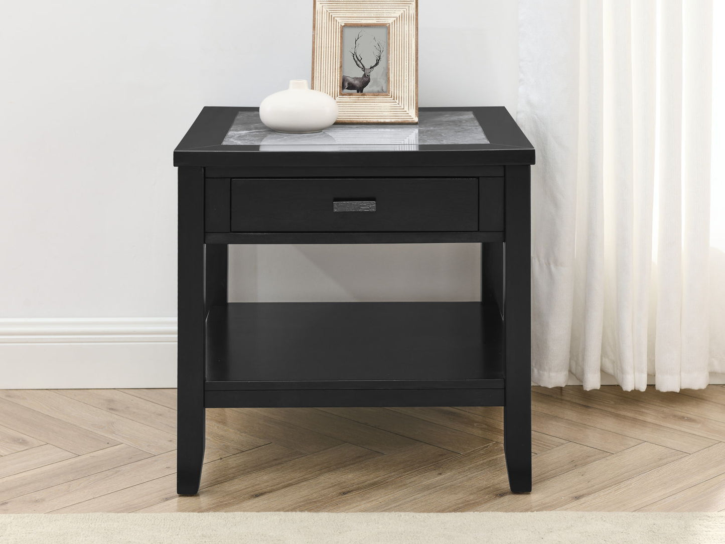 Garvine - Sintered Stone End Table - Black