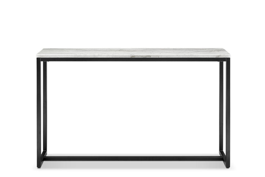 Torin - Rectangular Sofa Table - White Marble And Matte Black