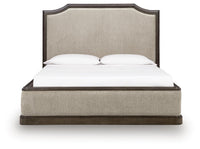 Wickenger - King Upholstered Panel Bed - Dark Brown