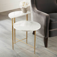 Patna - White Marble Top Side End Table - White