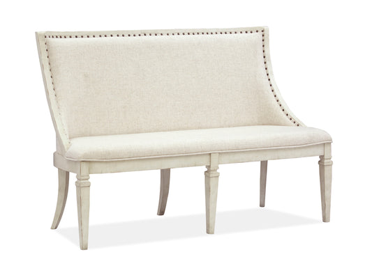 Newport - Bench With Upholstered Seat & Back - Alabaster