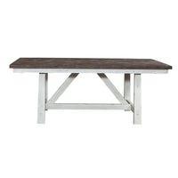 Farmhouse - Fixed Top Trestle Table - Two Tone White / Wood Tone