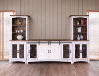 Pueblo - TV Stand / Console / Wall Unit - Antiqued White / Brown