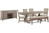 Paxton Place - Extendable Trestle Dining Table Set