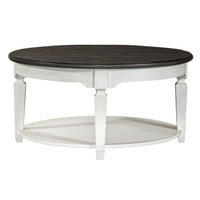 Allyson Park - Round Cocktail Table - Wirebrushed White / Charcoal