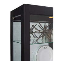 PFC Curios - Lighted Gallery Style 5 Shelf Curio Cabinet - Onyx Black