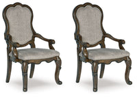 Maylee - Dining Upholstered Arm Chair (Set of 2) - Dark Brown