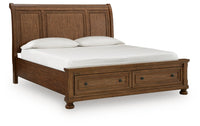 Zackaryn - King Sleigh Storage Bed - Warm Brown